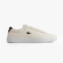Buty męskie sportowe do chodzenia Lacoste BASESHOT EVO. Białe buty do biegania LACOSTE, bez wzorów, bez zapięcia, trekkingowe. W wyprzedaży za 369.00 zł.