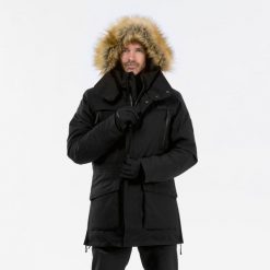 Parka turystyczna męska Quechua NH900 Warm wodoodporna -20°C. Czarne kurtki przeciwdeszczowe QUECHUA, na zimę, m, bez wzorów, z syntetyku, bez kaptura. Za 499.99 zł.