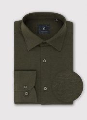 PAKO LORENTE – Ciemna zielona bawełniana koszula męska. Zielone koszule Pako Lorente, m, bez wzorów, z bawełny, bez kołnierzyka, bez ramiączek. Za 199.99 zł.