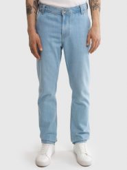 Jeansy męskie z prostą nogawką z kolekcji Authentic jasnoniebieskie Workwear Trousers 253. Niebieskie jeansy BIG STAR, l. W wyprzedaży za 219.99 zł.