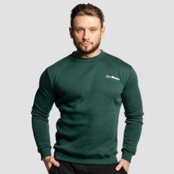 Bluza męska fitness regular fit Basic Pine. Zielone bluzy bez kaptura GYMBEAM, m, bez wzorów, z bawełny, bez kaptura. Za 83.90 zł.