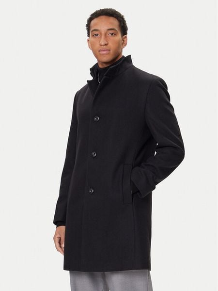HUGO Płaszcz wełniany Mintrax2541 50546551 Czarny Regular Fit. Czarne płaszcze Hugo, na zimę, m, bez wzorów, z wełny, bez kaptura. Za 1,799.00 zł.