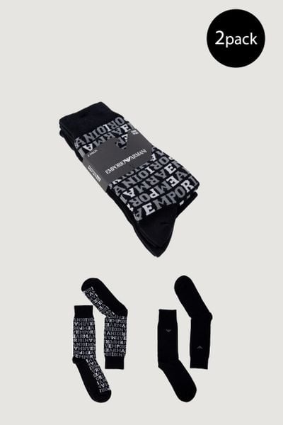 Skarpetki Mężczyzna EMPORIO ARMANI CONNECTED 2PACK. Czarne skarpety Emporio Armani Connected, bez wzorów, z bawełny. Za 75.50 zł.