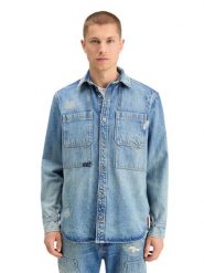 Scotch & Soda Koszula dżinsowa "JOE JONAS X SCOTCH SODA" w kolorze błękitnym rozmiar: M. Niebieskie koszule Scotch & Soda, m, bez wzorów, z bawełny, bez kołnierzyka, bez ramiączek. Za 199.03 zł.