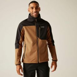 Kurtka męska softshell wodoodporny Mountdale. Brązowe kurtki Regatta, m, bez wzorów, z materiału, bez kaptura. W wyprzedaży za 249.99 zł.