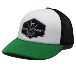 Czapka Trucker z wypełnieniem / Uniwersalny rozmiar (Czarny/Zielony). Zielone czapki z daszkiem SURF MONKEY, z aplikacjami, z poliesteru. Za 159.95 zł.