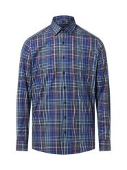 Finshley & Harding Męska koszula biznesowa Mężczyźni Modern Fit Bawełna niebieski w kratkę, 43. Niebieskie koszule Finshley & Harding, m, bez wzorów, z bawełny, bez kołnierzyka, bez ramiączek. Za 159.95 zł.