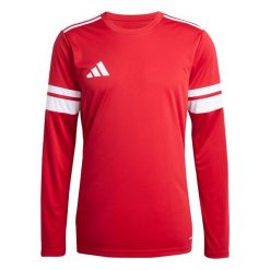 Dżersej z długim rękawem adidas Squadra25. Białe bluzki z długim rękawem Adidas, bez wzorów, z dżerseju, bez kołnierzyka, bez ramiączek. Za 79.99 zł.
