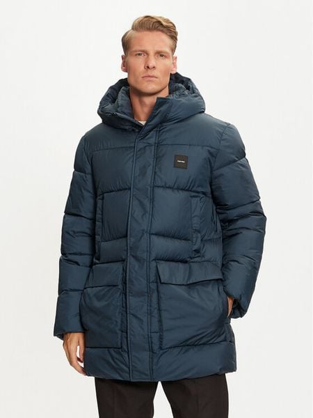 Calvin Klein Płaszcz zimowy K10K113465 Niebieski Regular Fit. Niebieskie płaszcze CALVIN KLEIN, na zimę, m, bez wzorów, z syntetyku, bez kaptura. Za 849.99 zł.