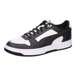 Klasyczne buty treningowe Puma Rebound Slam Lo. Białe sztyblety Puma, bez wzorów, z materiału, bez obcasa, bez zapięcia. Za 280.50 zł.