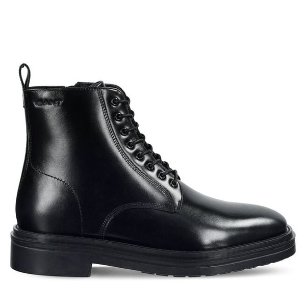 Trzewiki Gant. Czarne botki sznurowane GANT, bez wzorów, bez obcasa, bez zapięcia. Za 679.99 zł.