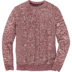 Sweter w warkocze Regular Fit bonprix bordowy melanż. Swetry nierozpinane marki bonprix. Za 37.99 zł.