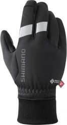 Rękawiczki kolarskie WINDSTOPPER Primaloft, czarne. Czarne rękawiczki Shimano, na zimę, bez wzorów, z elastanu. Za 329.90 zł.