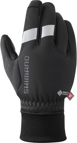 Rękawiczki kolarskie WINDSTOPPER Primaloft, czarne. Czarne rękawiczki Shimano, bez wzorów, z elastanu. Za 329.90 zł.