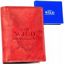Portfel skórzany Always Wild AW-N4-MAL czerwony. Czerwone portfele Always Wild, bez wzorów, ze skóry. Za 45.00 zł.