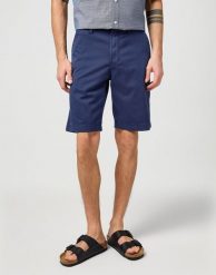 MESKIE SPODENKI WRANGLER CHINO SHORT NAVY 112362348. Niebieskie szorty Wrangler, m, bez wzorów, z bawełny, klasyczne. Za 159.99 zł.