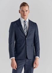 Granatowa marynarka garniturowa P22WF-3G-041-G-S. Marynarki Pako Lorente, m, bez wzorów, z tkaniny. Za 199.99 zł.