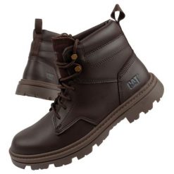 Buty zimowe Caterpillar M P725470 brązowe. Brązowe botki sznurowane na jesień, bez wzorów, z materiału, przed kolano, bez obcasa, bez zapięcia. Za 518.78 zł.