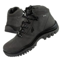 Buty trekkingowe 4F OBMH258 25S szare. Szare buty turystyczne bez wzorów, ze skóry, za kostkę, bez zapięcia, trekkingowe. Za 640.22 zł.