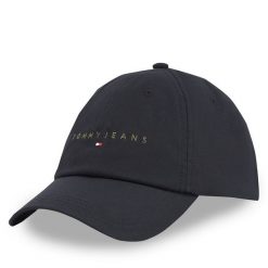 Czapka z daszkiem Tommy Jeans. Czarne czapki z daszkiem Tommy Jeans, bez wzorów, z jeansu. Za 139.99 zł.