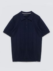 Sweter męski polo z krótkim rękawem granatowy Matison 403. Niebieskie swetry nierozpinane BIG STAR, l, bez wzorów, z bawełny, bez kołnierzyka, bez ramiączek. Za 159.99 zł.