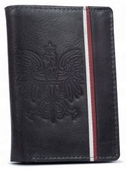 Portfel skórzany patriotyczny N4A-H-BL czarny. Czarne portfele Inny, bez wzorów, z nubiku. Za 69.99 zł.