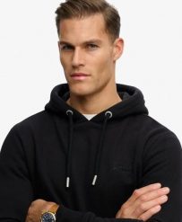 Superdry Bluza z kapturem Vintage Logo haftowana – Slim Fit, czarna. Czarne bluzy z kapturem Superdry, l, z aplikacjami, z bawełny, z kapturem. Za 412.55 zł.