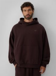 4F Bluza dresowa oversize z kapturem męska - brązowa S. Brązowe bluzy 4F, m, bez wzorów, z dresówki, z kapturem. Za 169.99 zł.