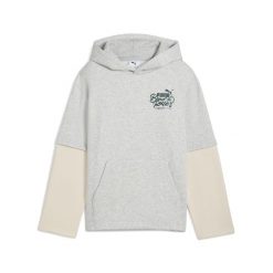 Młodzieżowa warstwowa bluza z kapturem MID90s PUMA Light Gray Heather. Czarna bluzy z kapturem Puma, m, bez wzorów, z kapturem. Za 199.00 zł.