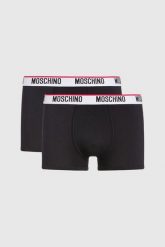 MOSCHINO Męskie czarne bokserki Underwear 2PACK, Rozmiar XL. Czarne bokserki MOSCHINO, m, bez wzorów, z bawełny. W wyprzedaży za 169.99 zł.