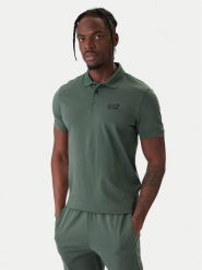EA7 Emporio Armani Polo 8NPF14 PJVQZ U7260 Zielony Regular Fit. Zielone koszulki polo EA7 Emporio Armani, l, bez wzorów, z bawełny, bez kołnierzyka, bez ramiączek. Za 359.99 zł.