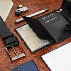 Zestaw męski skórzany premium Beltimore portfel pasek U01 : Kolory - czarny, Rozmiar pasków - r.100-115 cm. Czarne paski bez wzorów. Za 114.90 zł.