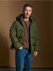 Kurtka ocieplana - khaki. Brązowe kurtki Sinsay, l, z aplikacjami, bez kaptura. W wyprzedaży za 99.99 zł.