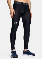 Legginsy treningowe męskie czarne Under Armour HeatGear Armour. Czarne legginsy długie sportowe Under Armour, l, bez wzorów, na fitness i siłownię. Za 126.99 zł.