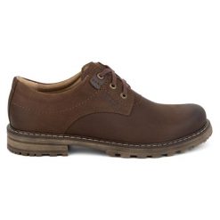 Kampol Buty męskie skórzane trapery Polskie sznurowane niskie 32KAM brązowe. Brązowe trapery z materiału, bez zapięcia. Za 392.97 zł.