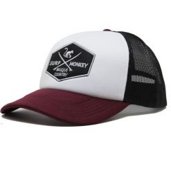 Czapka Trucker - Wyściełana / Uniwersalny rozmiar (Bordowy/Czarny). Czerwone czapki z daszkiem SURF MONKEY, z aplikacjami, z poliesteru. Za 159.95 zł.
