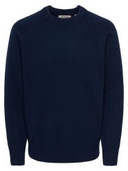 ONLY & SONS Sweter "Sejnar" w kolorze granatowym rozmiar: XL. Niebieskie swetry nierozpinane Only & Sons, xl, bez wzorów, bez kołnierzyka, bez ramiączek. Za 154.95 zł.