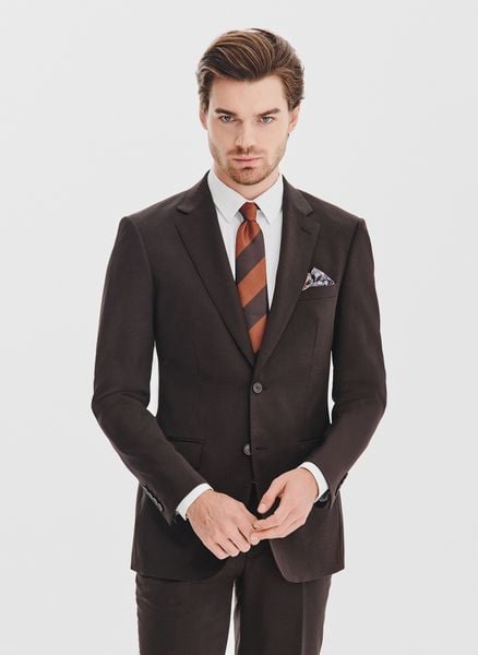 PAKO LORENTE – Brązowa marynarka garniturowa. Brązowe garnitury Pako Lorente, do pracy, bez wzorów, z poliesteru, biznesowe. Za 899.99 zł.