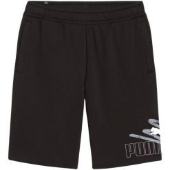 Shorty Męskie Graficzny Nadruk Logo ESS+. Czarne szorty Puma, m, bez wzorów, sportowe. Za 214.99 zł.