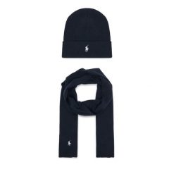 Zestaw szalik i czapka Polo Ralph Lauren. Niebieskie czapki zimowe Polo Ralph Lauren, bez wzorów. Za 689.99 zł.