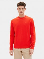 Tom Tailor Sweter 1039810 Czerwony Regular Fit. Czerwone swetry rozpinane Tom Tailor, l, bez wzorów, z bawełny, bez kołnierzyka, bez ramiączek. Za 99.99 zł.