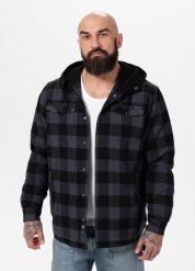 Kurtka męska Pitbull flanelowa z kapturem Pioneer. Zielone kurtki PITBULL, na lato, m, z aplikacjami, z bawełny, z kapturem. Za 249.00 zł.