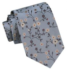 Modny Krawat Męski - Alties - Bladoniebieski w Kwiaty. Niebieskie krawaty i muchy Alties, bez wzorów, z tkaniny. Za 49.00 zł.