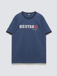 Koszulka męska z linii Authentic z logo BIG STAR ciemnoniebieska Summet 402. Niebieskie t-shirty BIG STAR, l, bez wzorów, z bawełny, bez kołnierzyka, bez ramiączek. Za 99.99 zł.