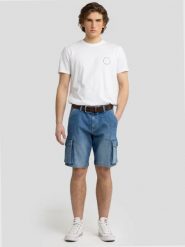 Szorty męskie jeansowe cargo niebieskie Morris 418. Niebieskie szorty BIG STAR, l, bez wzorów, z denimu, retro. Za 199.99 zł.