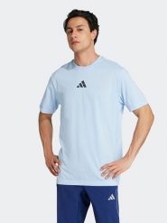 Adidas Koszulka sportowa w kolorze błękitnym rozmiar: XXL. Niebieskie t-shirty sportowe Adidas, bez wzorów, z materiału, bez ramiączek, outdoorowe. Za 98.87 zł.