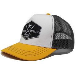 Czapka Trucker - 5 Paneli / Dorośli / Jeden rozmiar (Żółty/Szary). Żółte czapki z daszkiem SURF MONKEY, bez wzorów. Za 159.95 zł.