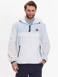 Tommy Jeans Kurtka anorak DM0DM15906 Biały Regular Fit. Białe kurtki Tommy Jeans, m, bez wzorów, z jeansu, bez kaptura. Za 429.99 zł.