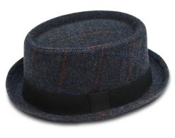 Męski Kapelusz Jesienno-Zimowy, z Wełną, Trilby - Pako Jeans - Granat, Kratka. Niebieskie kapelusze Pako Jeans, bez wzorów, z jeansu, klasyczne. Za 59.00 zł.