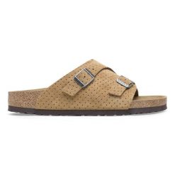 Klapki męskie BIRKENSTOCK ZÜRICH LEVE DOTTED NEW BEIGE. Brązowe klapki Birkenstock. Za 397.99 zł.
